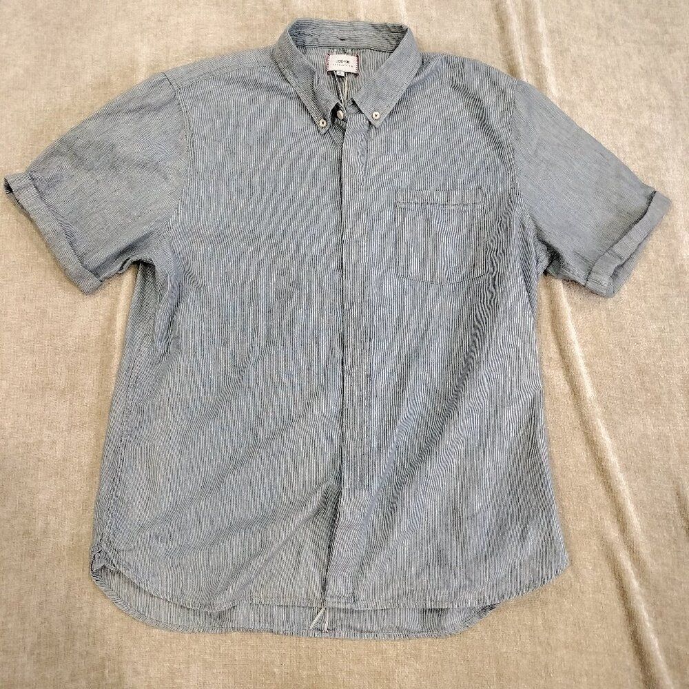 Joe's Jeans Blue and White Striped Short Sleeve Button Front Shirt Size M